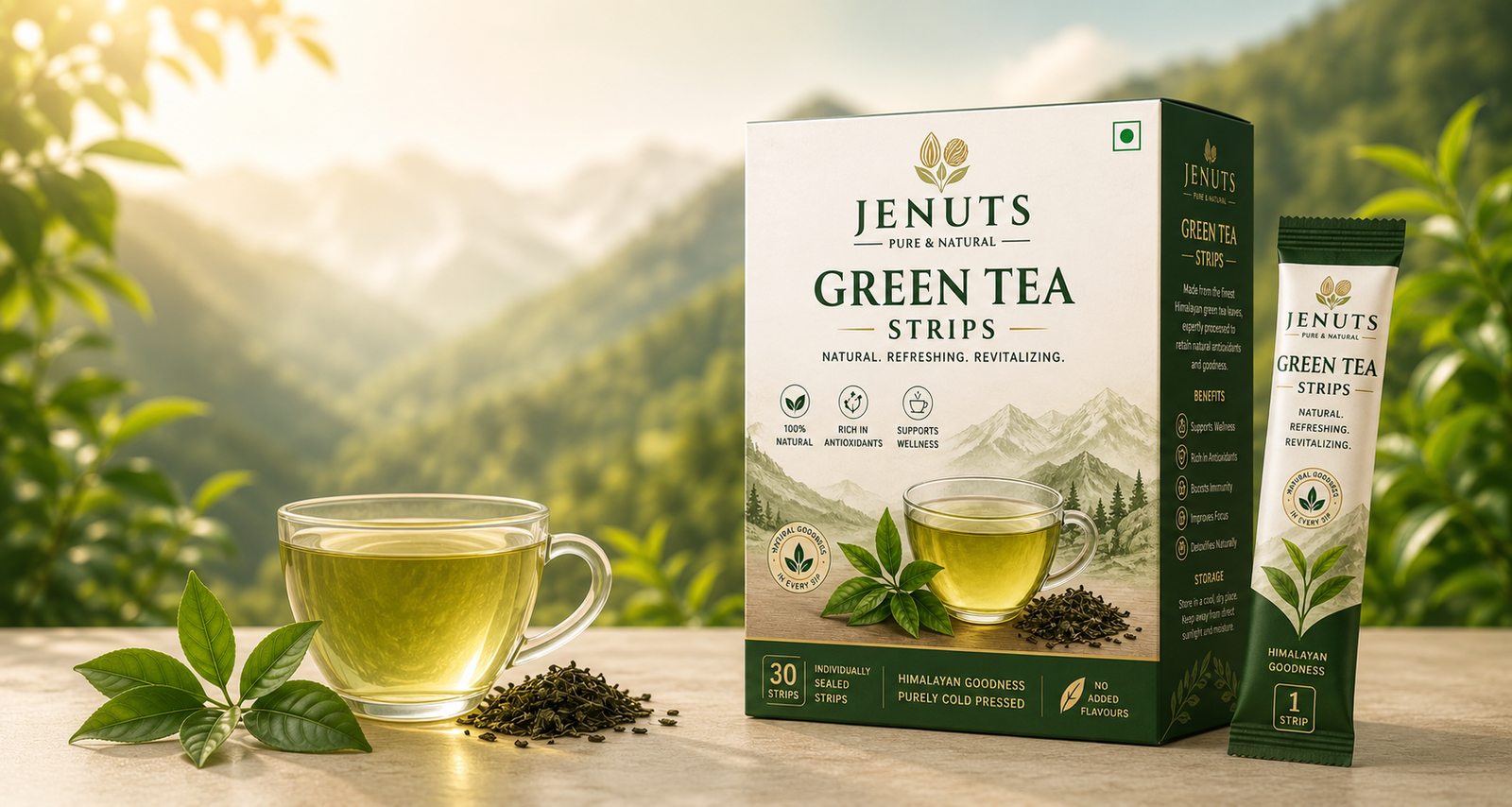 Green tea leaves